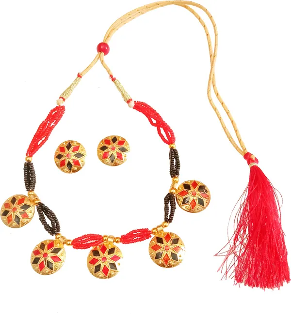 Assamese_Traditional_Red_And_Black_Colour_Golpata_Jewellery_Set_For_Women